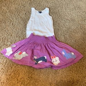 White tank and purple bunny skirt girls 8